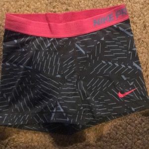 Pink and blue Nike pro shorts